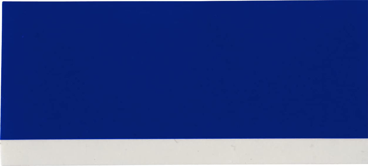 Close-up of white text on blue Brady Authentic tape for clear visibility