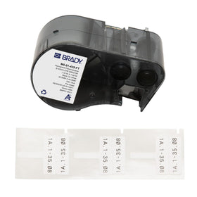 Brady front packaging showing B-425 flag labels and model info, clear identification benefit