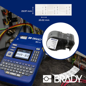 Brady flags on cables in a data center rack, aids organized cable management