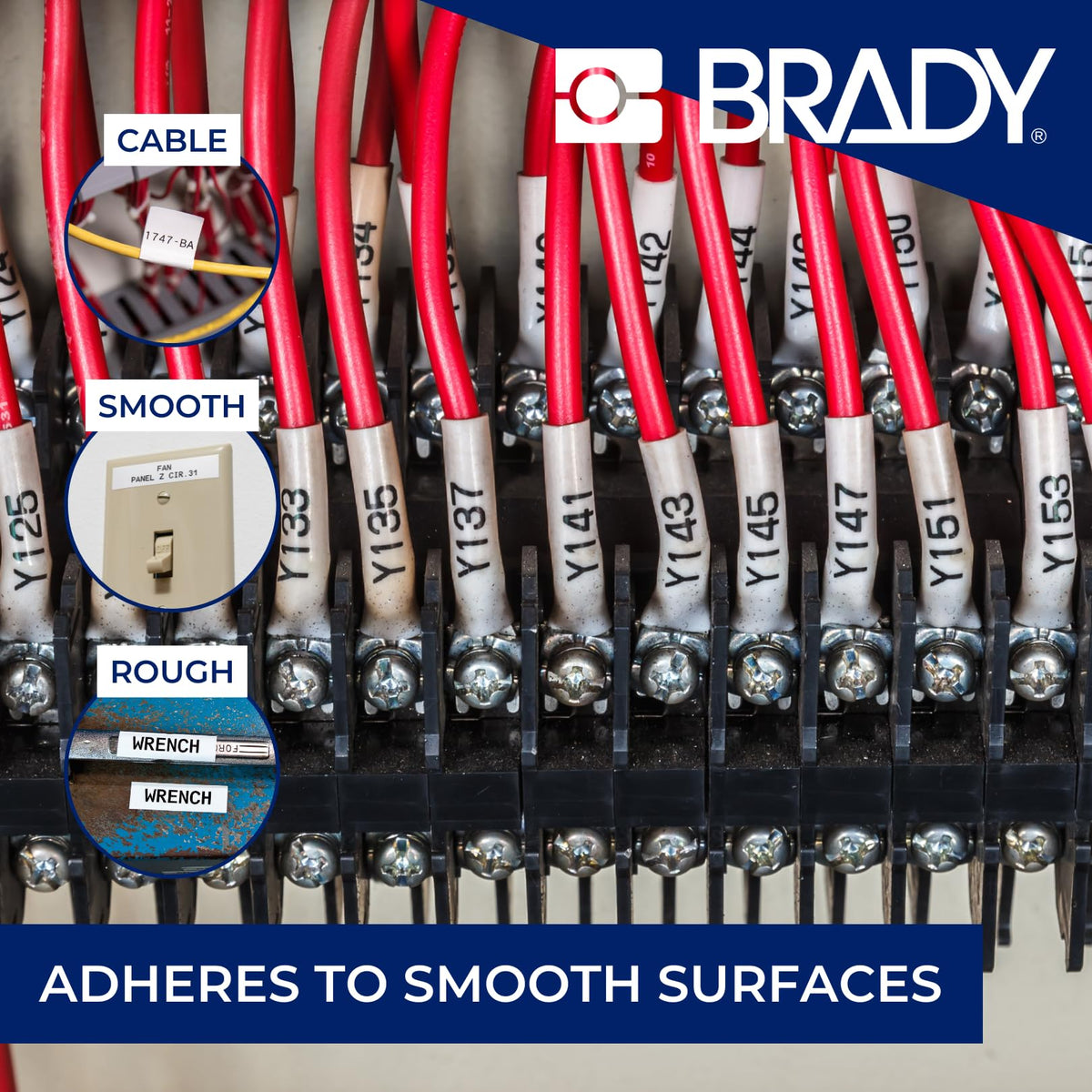 Brady flag labels loaded in BMP51 printer, enables fast on-site label printing