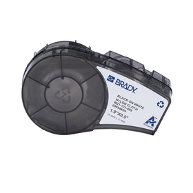 Brady front packaging showing pre-sized labels and printer compatibility for reliable identification