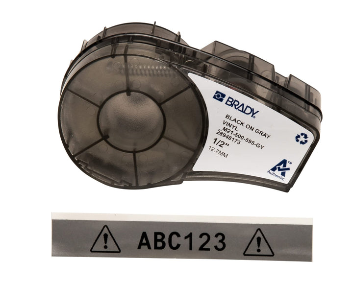 Brady front packaging showing product label and compatibility, clear identification benefit