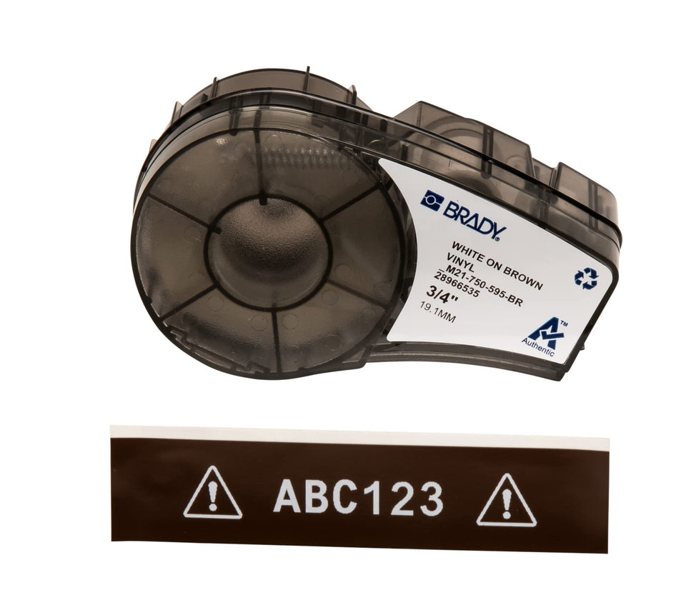 Brady front packaging showing roll and specifications for quick selection