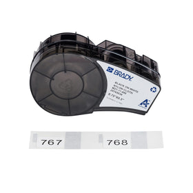 Brady label wrapped on thin wire showing secure adhesion and legibility