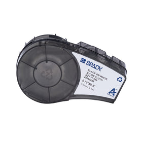 Brady M21-11-499 label roll front showing product and compatibility benefits