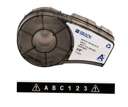 Brady front packaging showing label roll and compatibility benefits