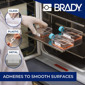 Brady M5-75-461 label demonstrates cryogenic temperature range from -196C to 130C