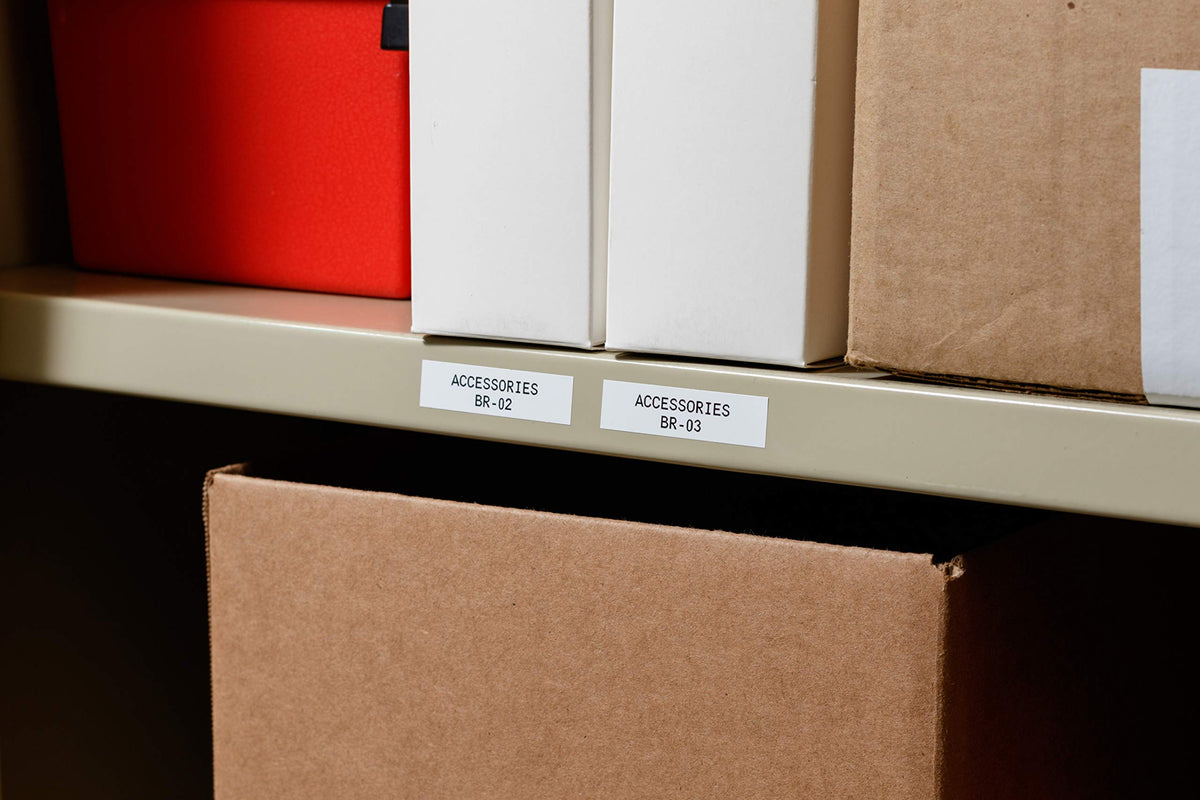 Brady vinyl tape closeup highlights color options for clear product labeling.