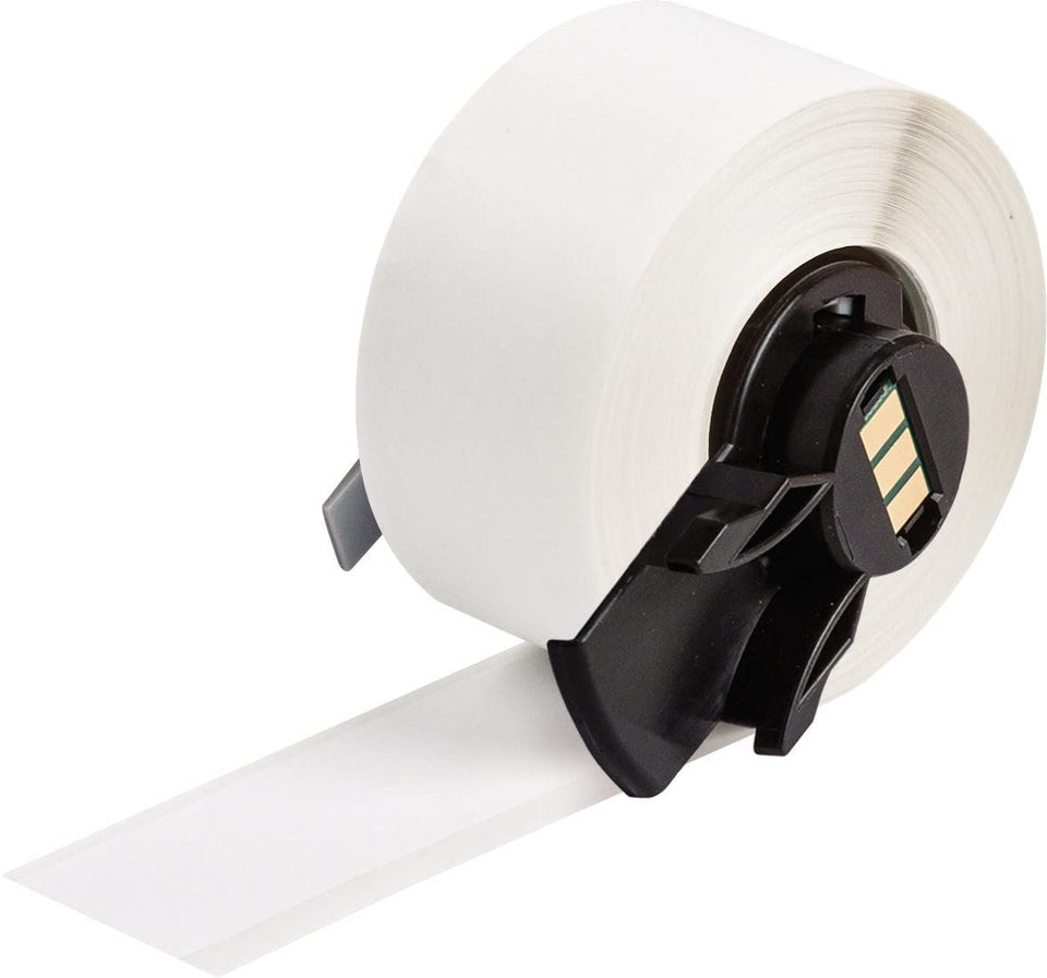 Brady multi-purpose vinyl label tape in printer setup for durable product IDs.