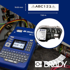 Brady label on outdoor equipment illustrating weather resistance benefit