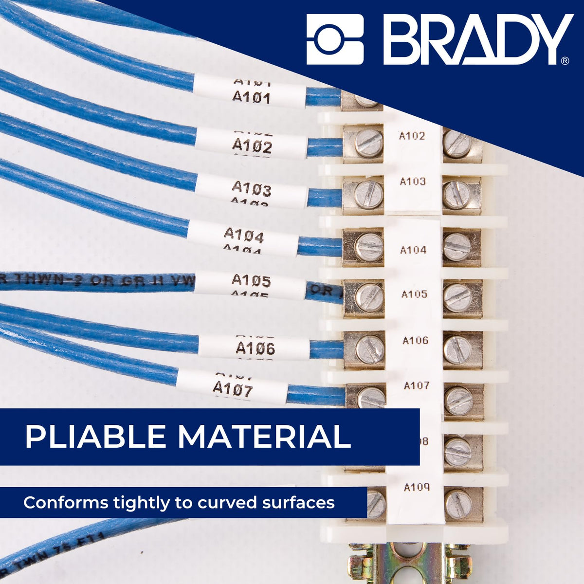 Brady PermaSleeve shown with BMP21-PLUS compatibility for on-site labeling.