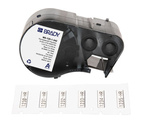 Brady PermaSleeve heat-shrink label on a wire bundle for durability and clear identification.