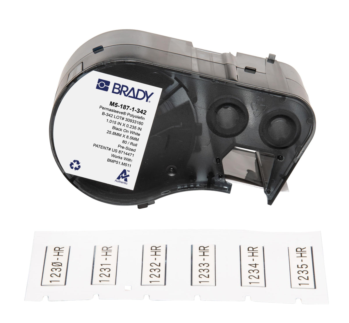 Brady PermaSleeve heat-shrink label cartridge for BMP51/M511, durable cable marking in harsh environments