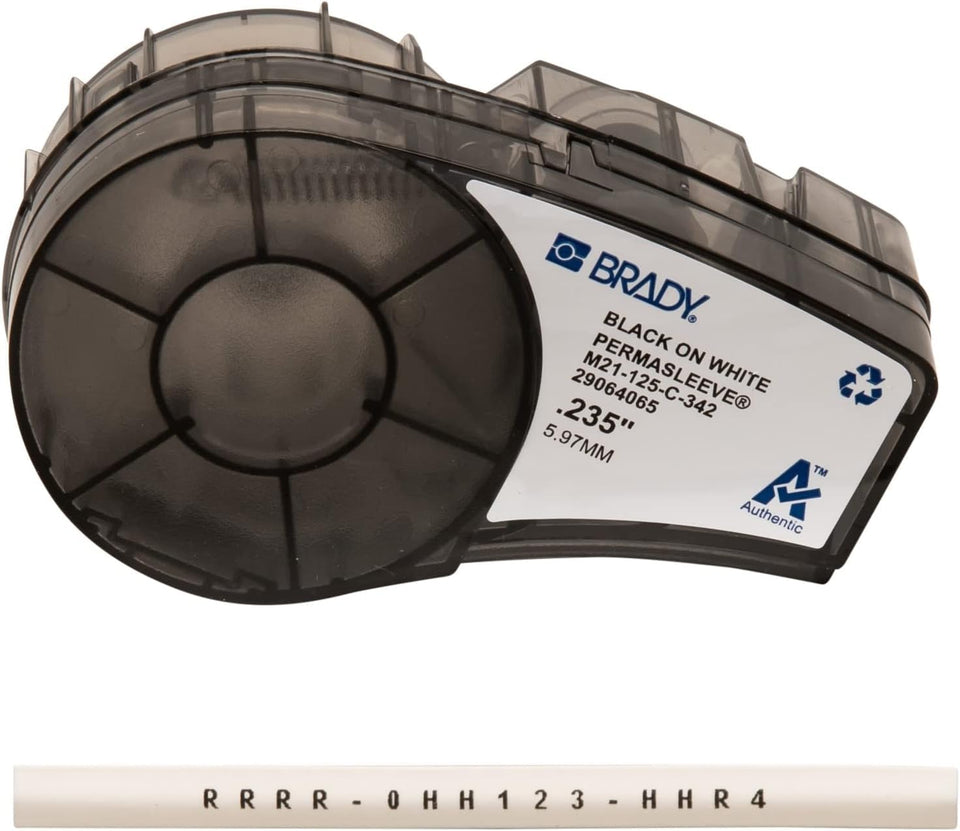 Brady PermaSleeve tubing in black for 22-16 AWG wires ensures durable labeling
