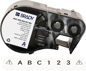brady front packaging showing roll and product label for quick identification
