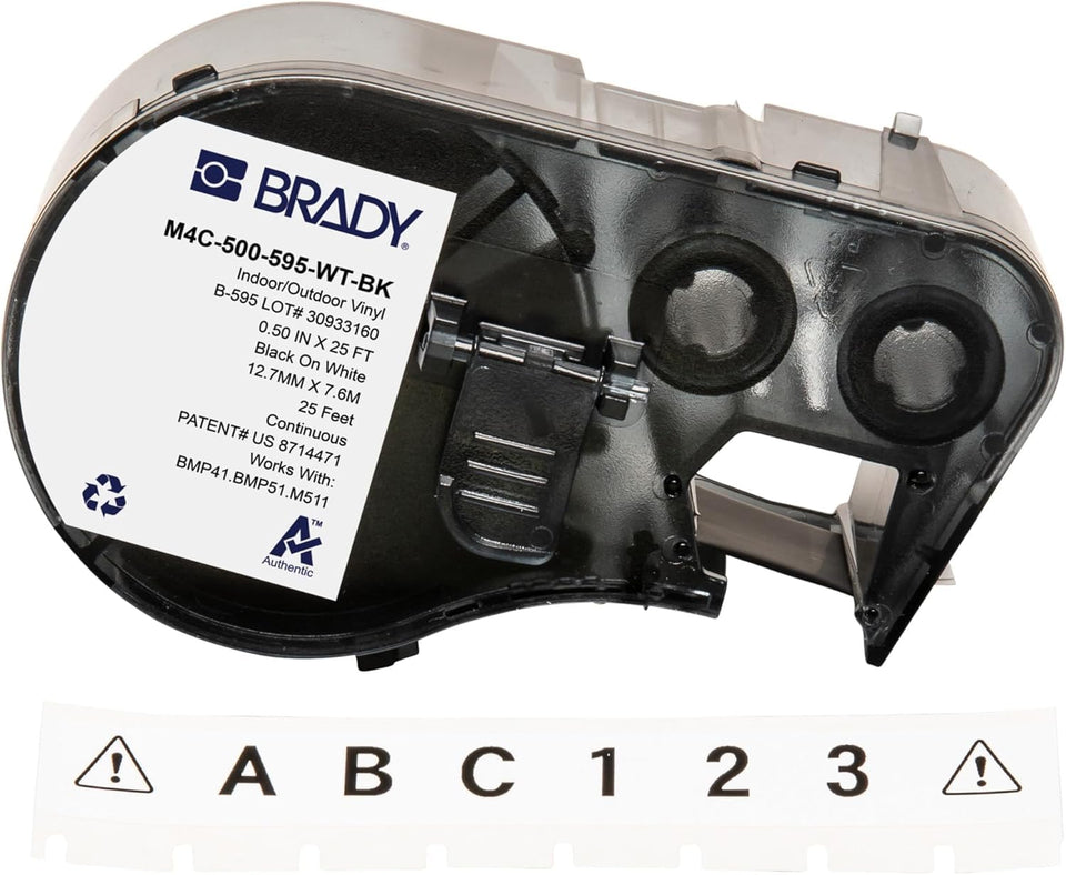 brady front packaging showing roll and product label for quick identification