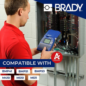 brady roll beside a ruler displaying 0.5 inch width and 25 ft length