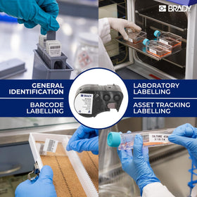 Brady StainerBondz polyester material offering reliable adhesion on smooth lab surfaces.