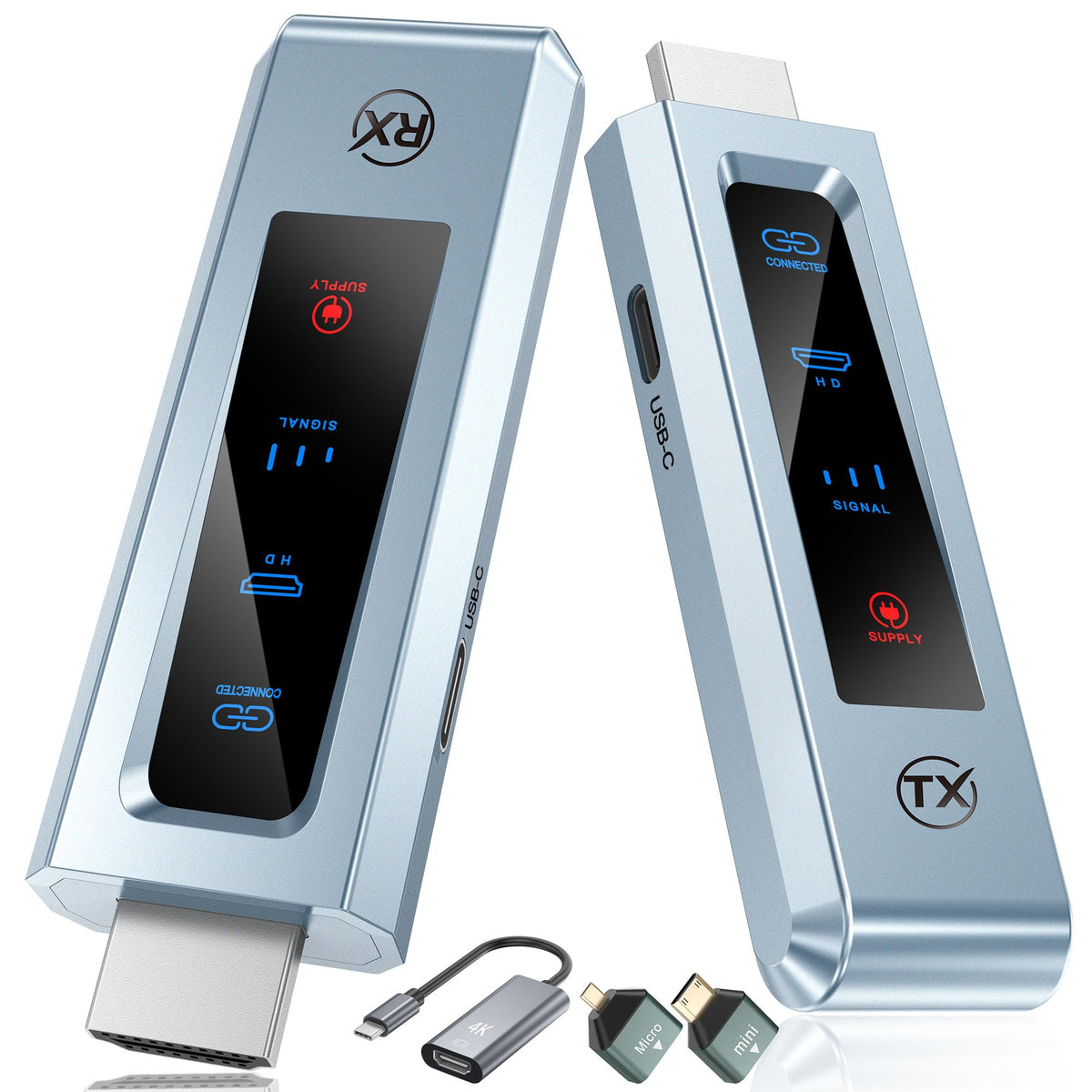 BRAIDOL wireless HDMI transmitter front view, compact for clutter-free living room setup.