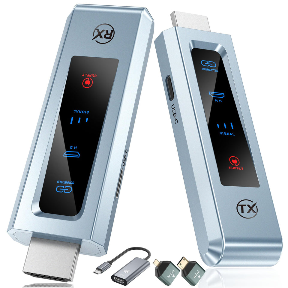 BRAIDOL wireless HDMI transmitter front view, compact for clutter-free living room setup.