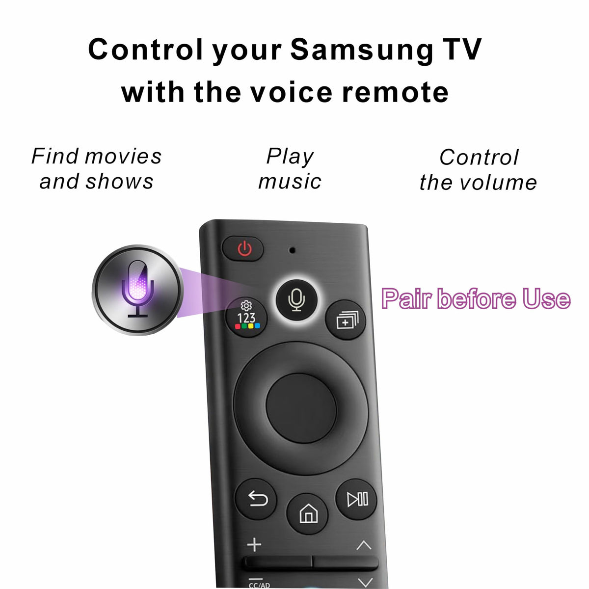 B BraiNice remote with voice control setup on Samsung TVs