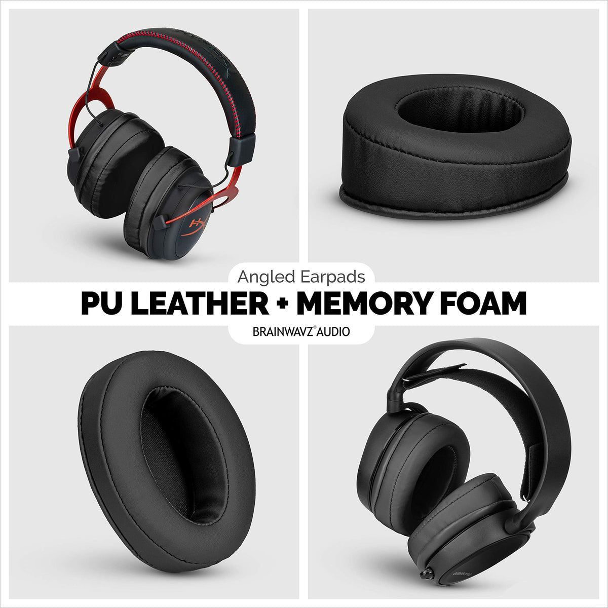 Brainwavz angled ear pads suit oval headphones for comfortable, distortion-free listening.