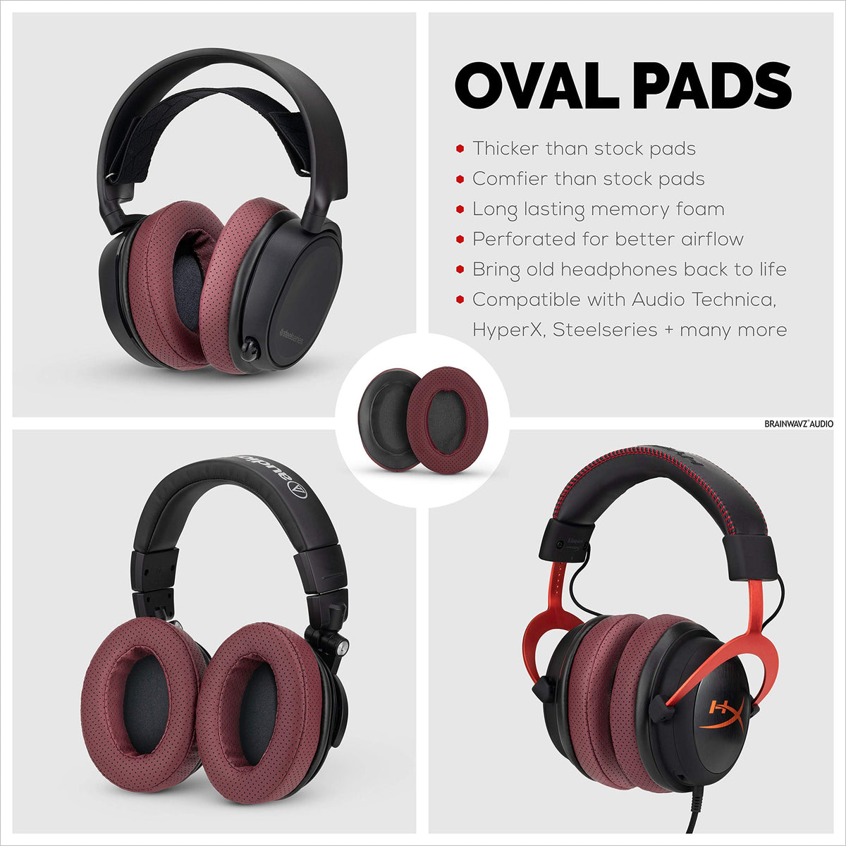 Brainwavz pads compatible with AKG, HiFiMan, ATH, Philips, Fostex.