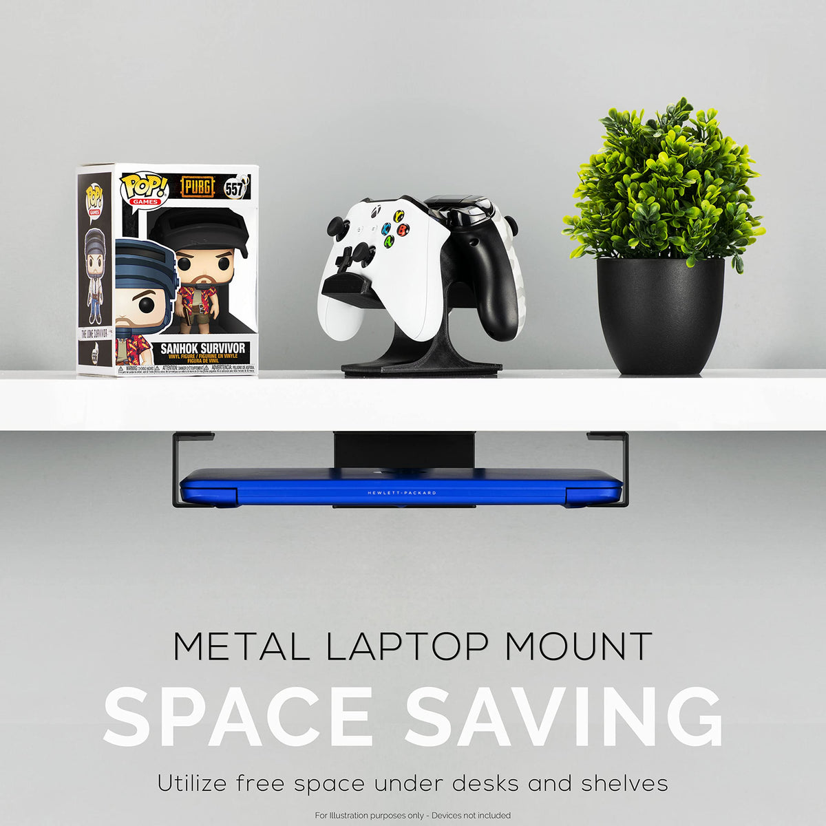 Brainwavz device compatibility under the desk for laptops, routers, keyboards, and more.