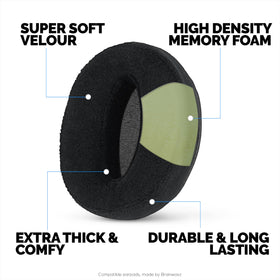 Brainwavz memory foam core earpads contour to ears for personalized comfort.