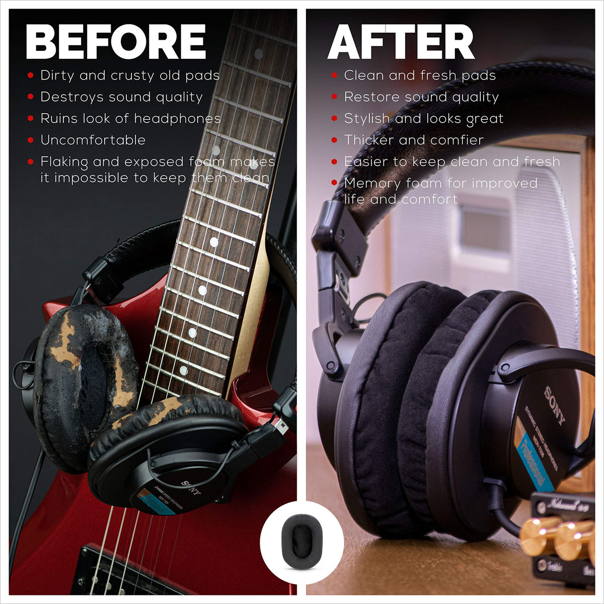Brainwavz earpads with memory foam core for improved isolation