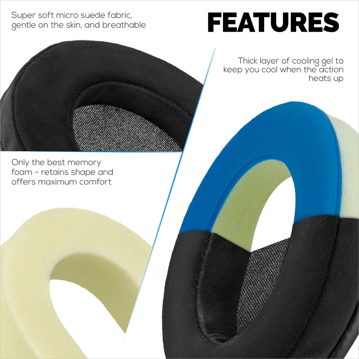 Brainwavz micro-suede texture close-up conveying soft touch and skin-friendly surface