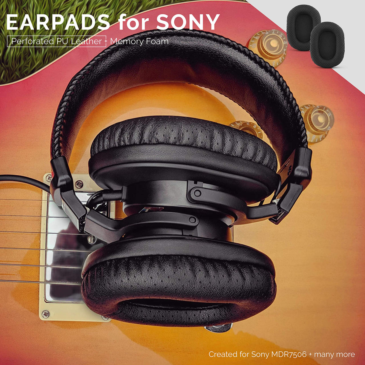 Close-up of protein PU leather finish on Brainwavz earpads.