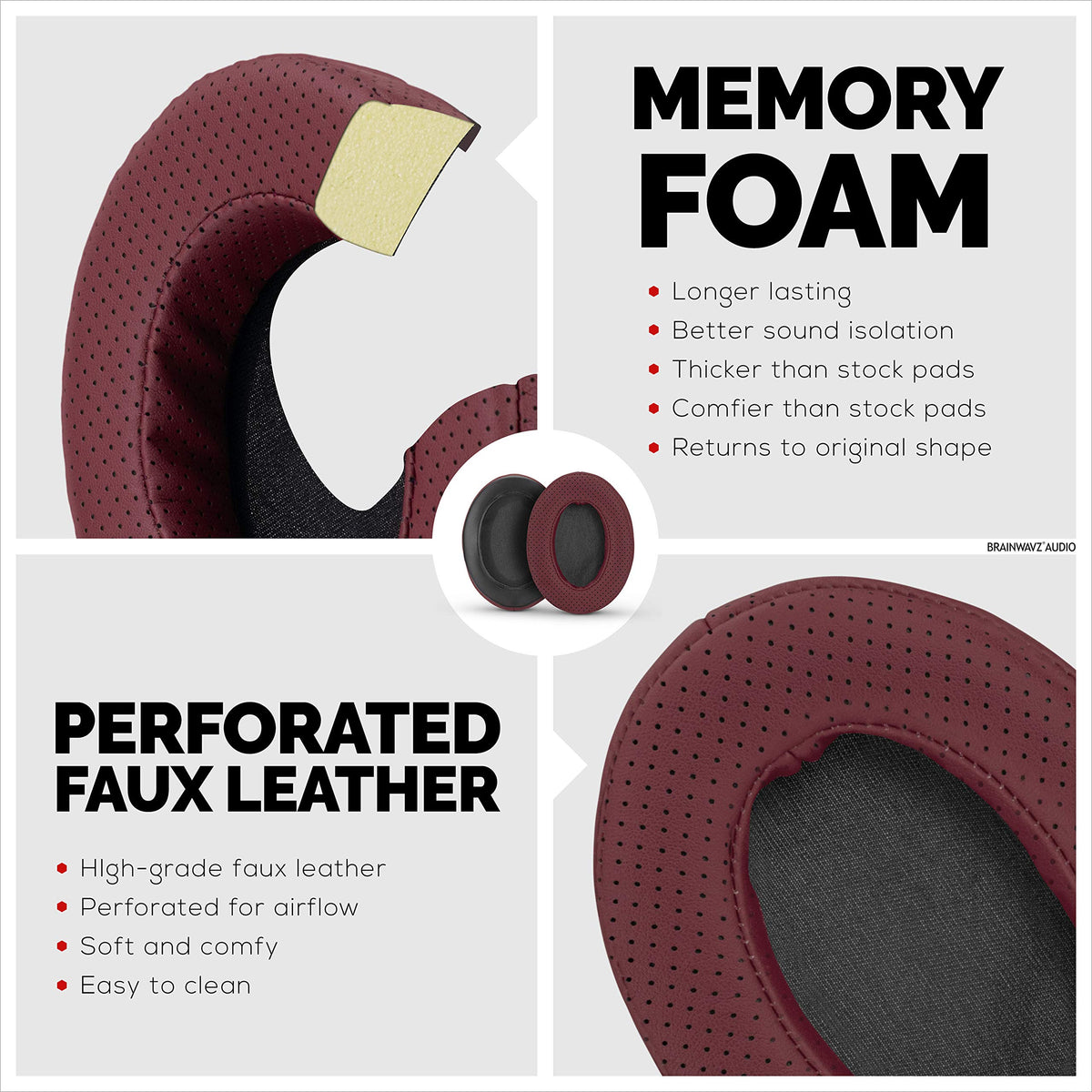 Perforated red surface enhances airflow and cooling during use.