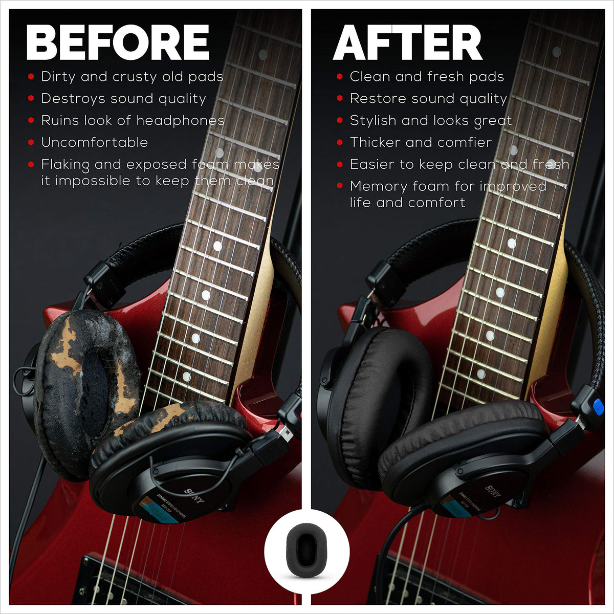 Memory foam detail from Brainwavz earpads emphasizes plush cushioning for extended use