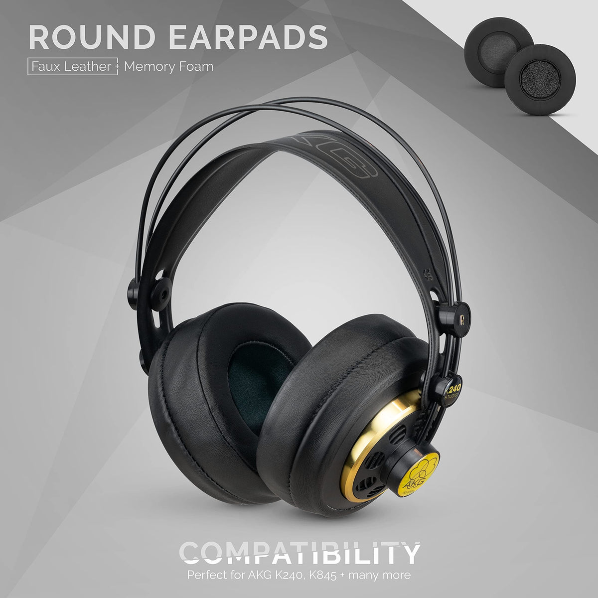 Brainwavz round earpads black leatherette finish for a sleek look