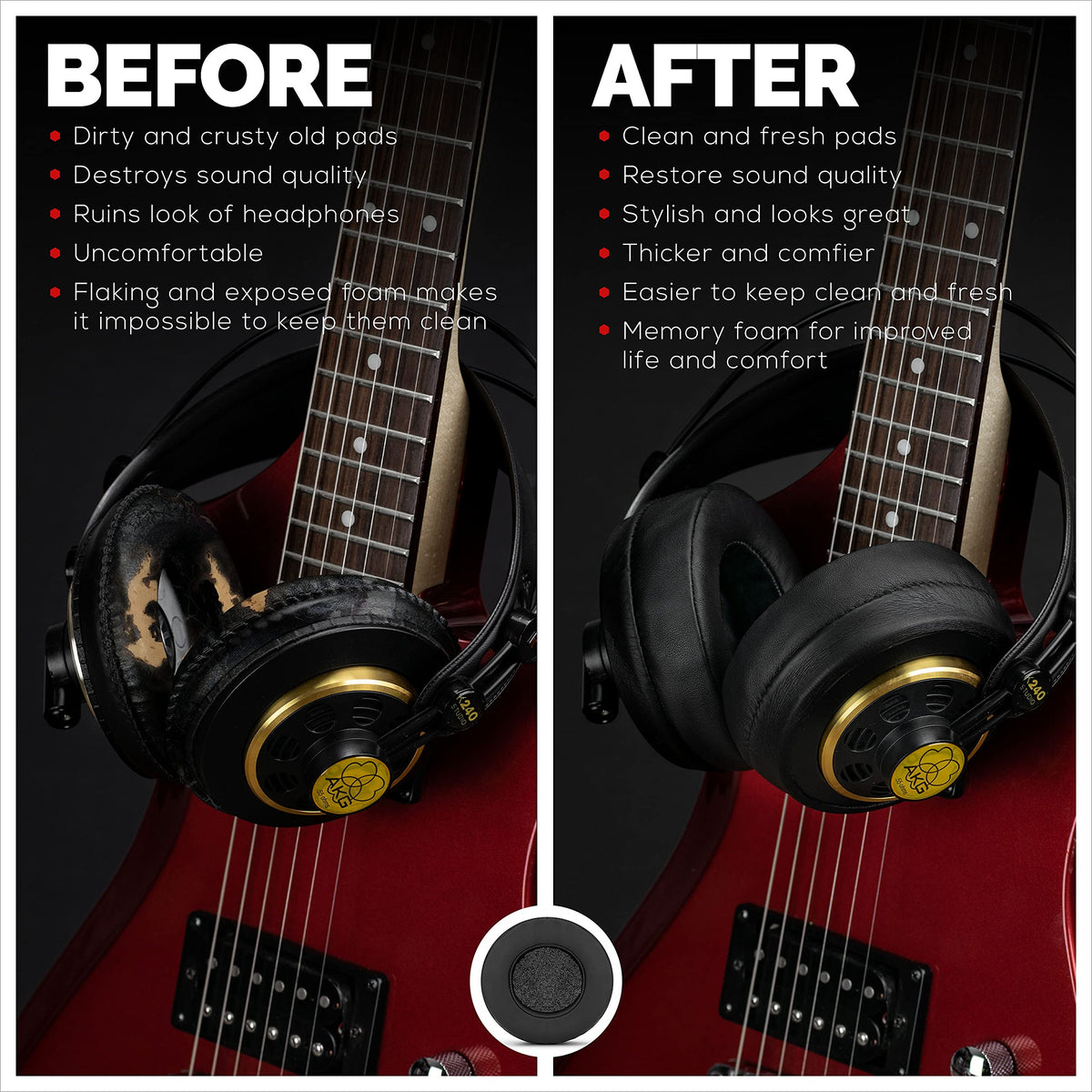 Brainwavz round earpads with memory foam core for plush comfort