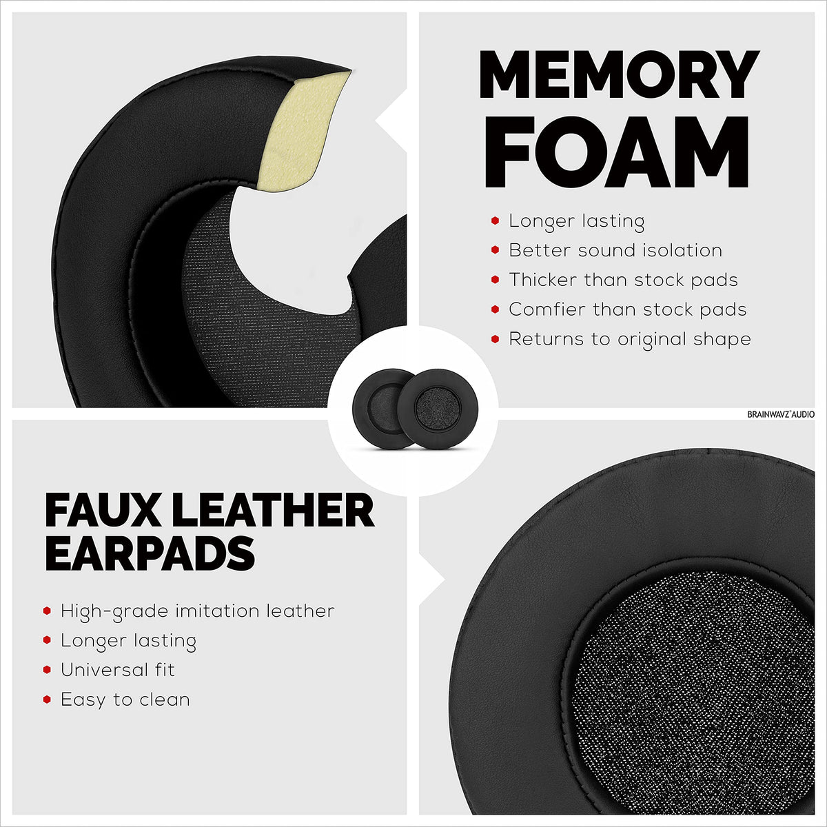 Brainwavz round earpads compatible with Sennheiser, AKG, HiFiMAN, ATH, Philips, Fostex, Sony