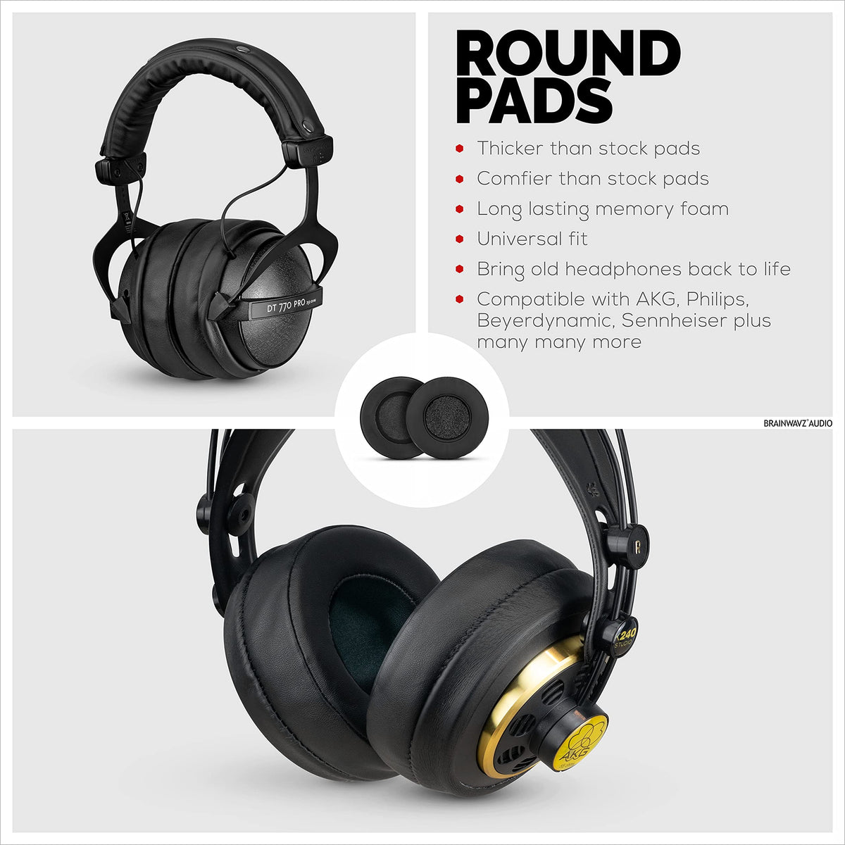 Brainwavz round earpads durable padding for daily use
