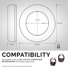 Brainwavz round earpads mounted on headphones side view demonstrate secure fit