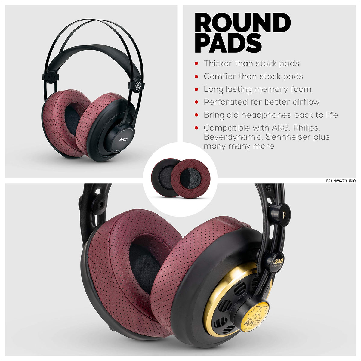 Brainwavz earpads round stitch detail adds durability and style