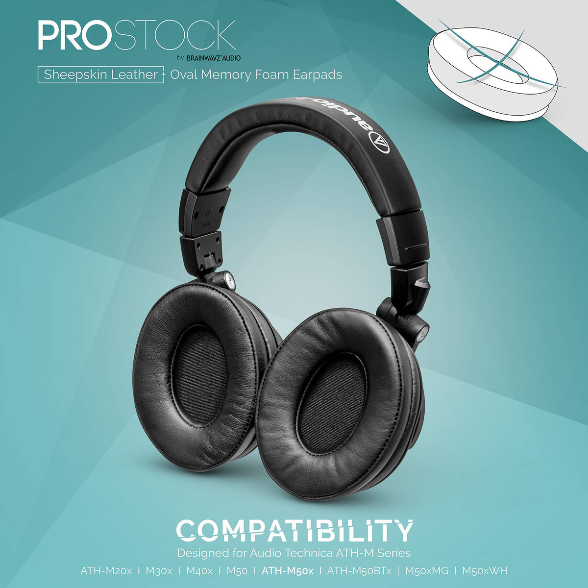 BRAINWAVZ size comparison demonstrating correct ATH-M50 compatibility and fit