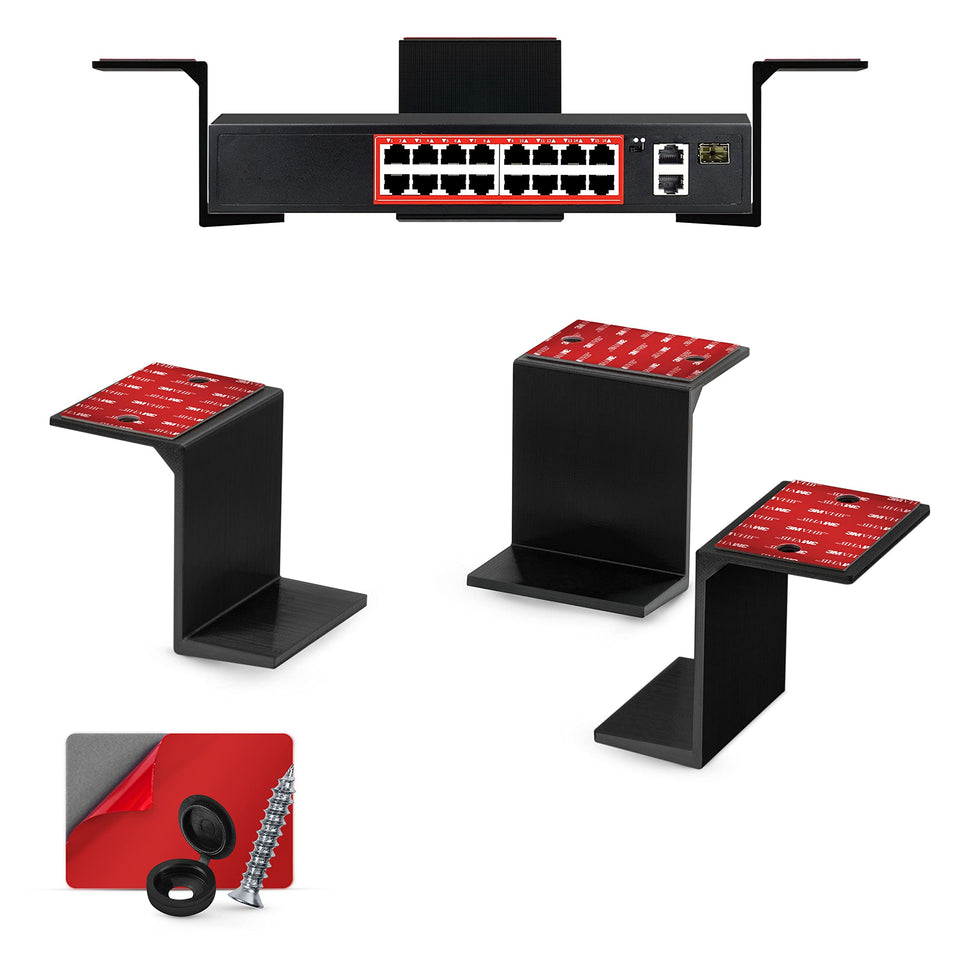 BrainWAVZ under-desk mount securing a 3-inch laptop for tidy workspace.