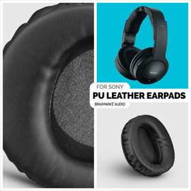 Brainwavz upgraded earpads on Sony MDR-RF985R close-up with faux leather quality