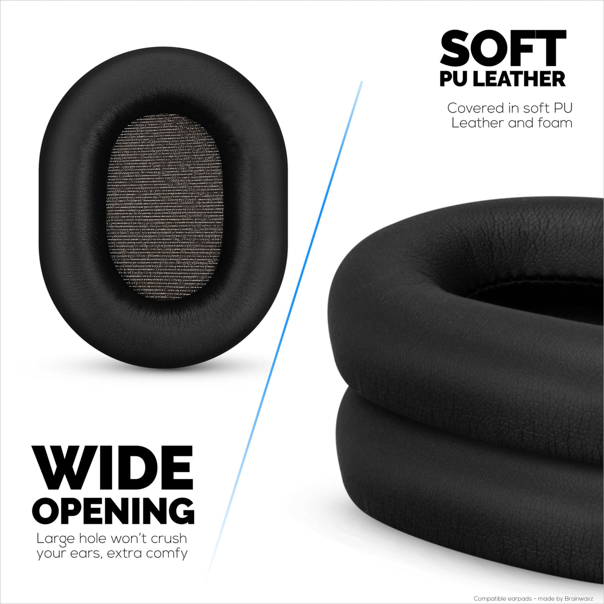 Brainwavz vegan leather outer cover shows premium replacement cushions.