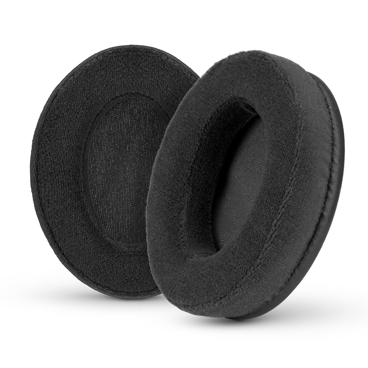 Brainwavz Velor ear pads on HyperX oval headphones for comfort and isolation.