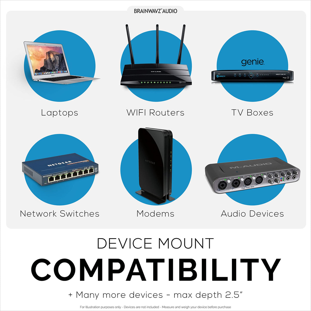 Brainwavz helps organize compact devices with wall mounting.