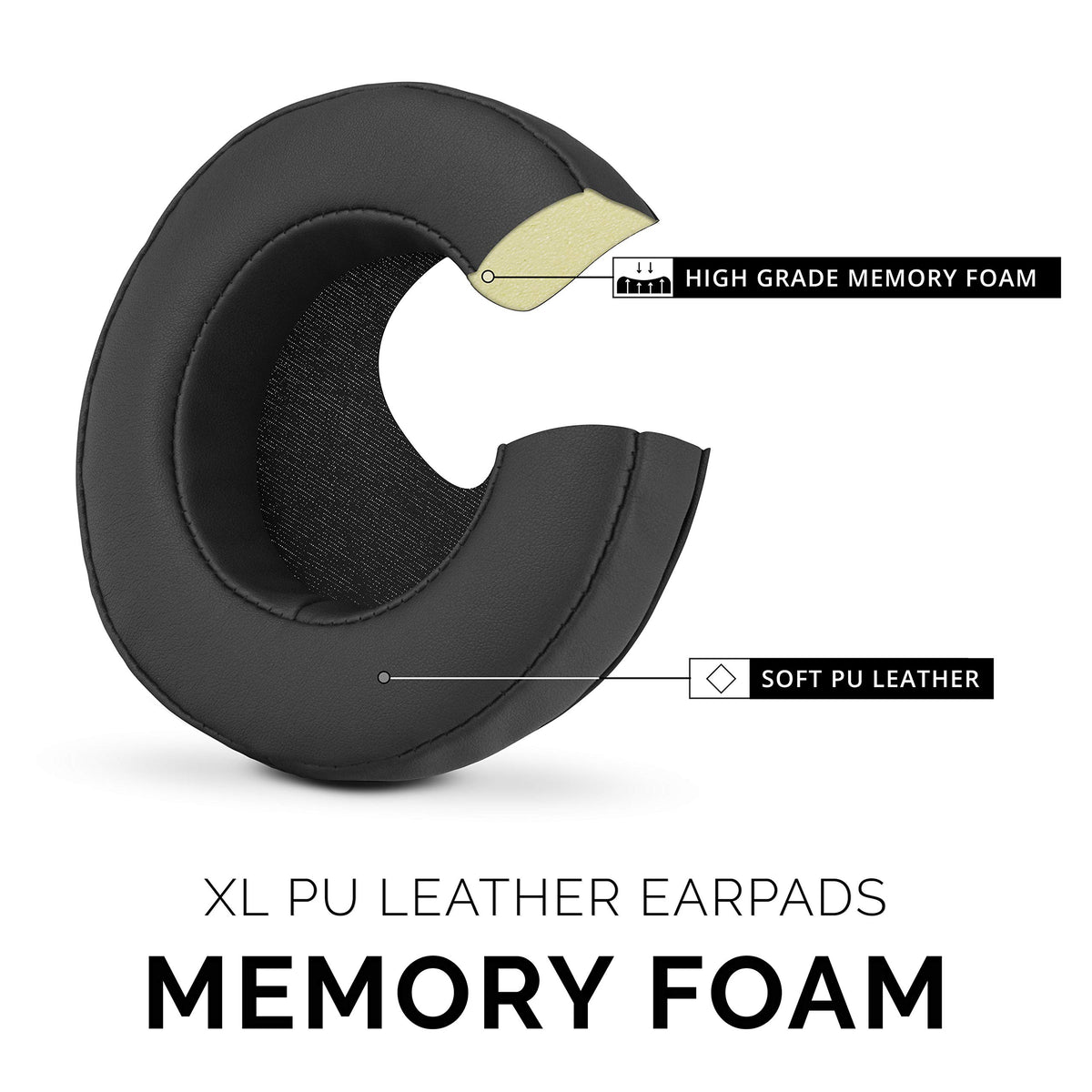Brainwavz XL black pleather finish earpads offer stylish durability