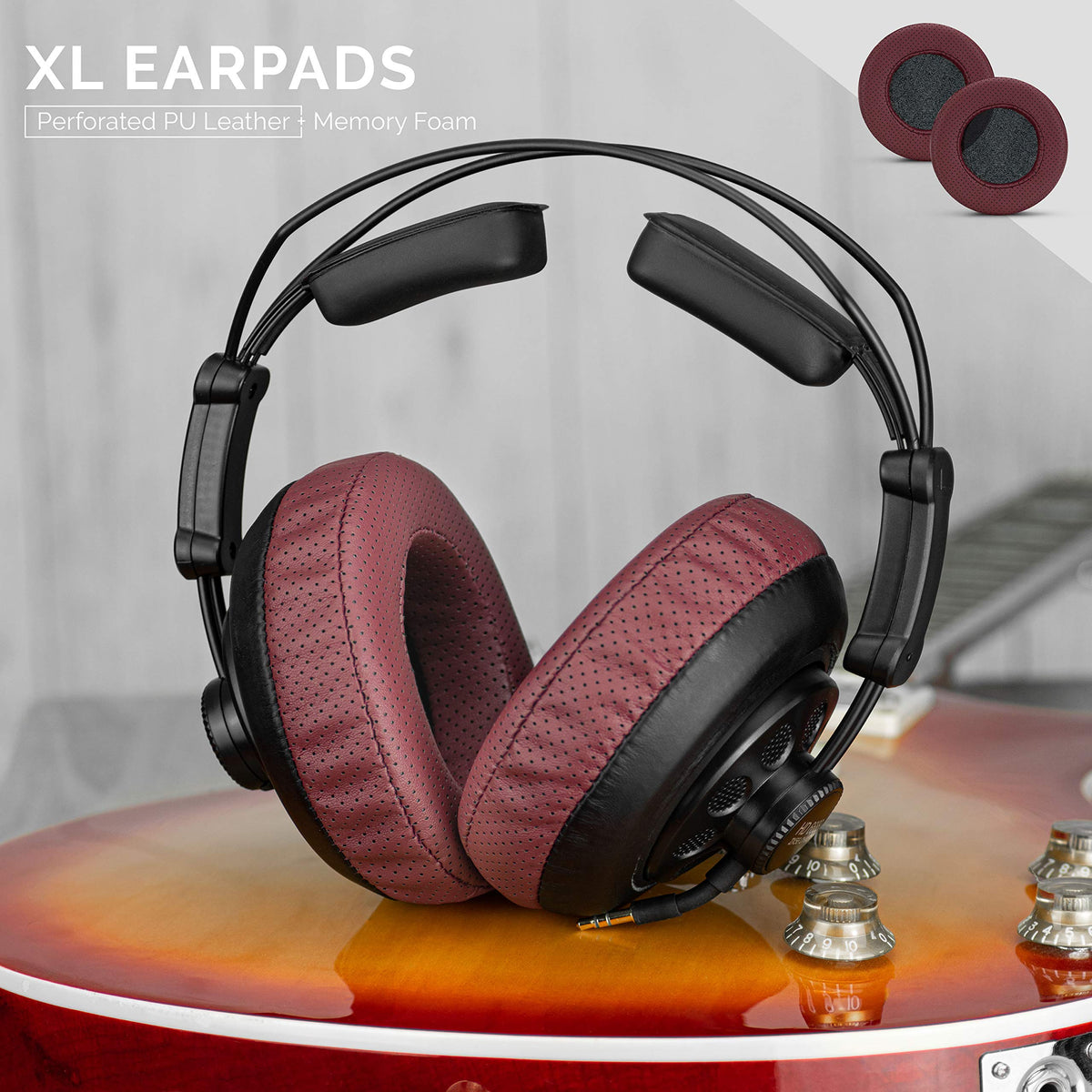 Brainwavz XL earpads with perforated red finish in packaging.