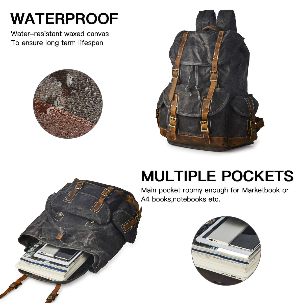 BRASS TACKS Leathercraft multiple pockets for cords, phone, and accessories