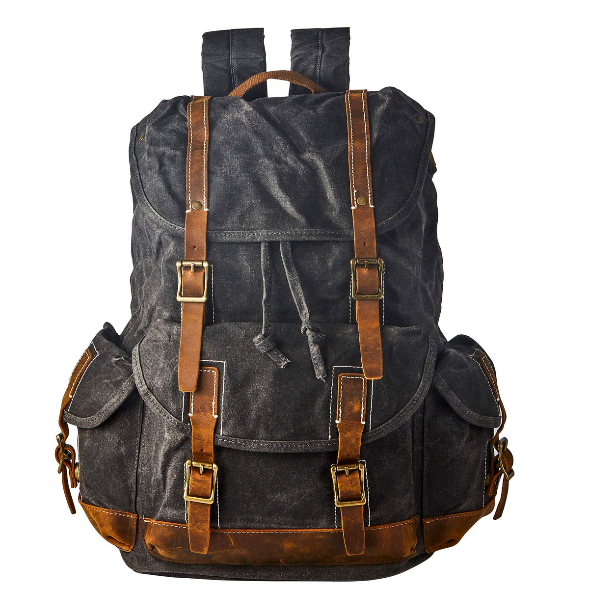 BRASS TACKS Leathercraft heavy-duty backpack with waterproof canvas for daily use and travel